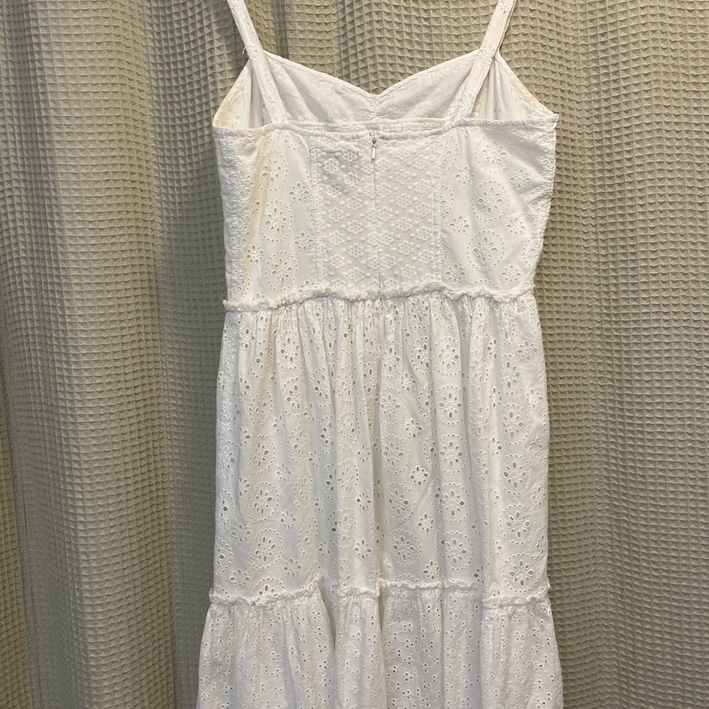 Vintage Ralph Lauren White Midi Eyelet Dress Size Small - Picture 3 of 8